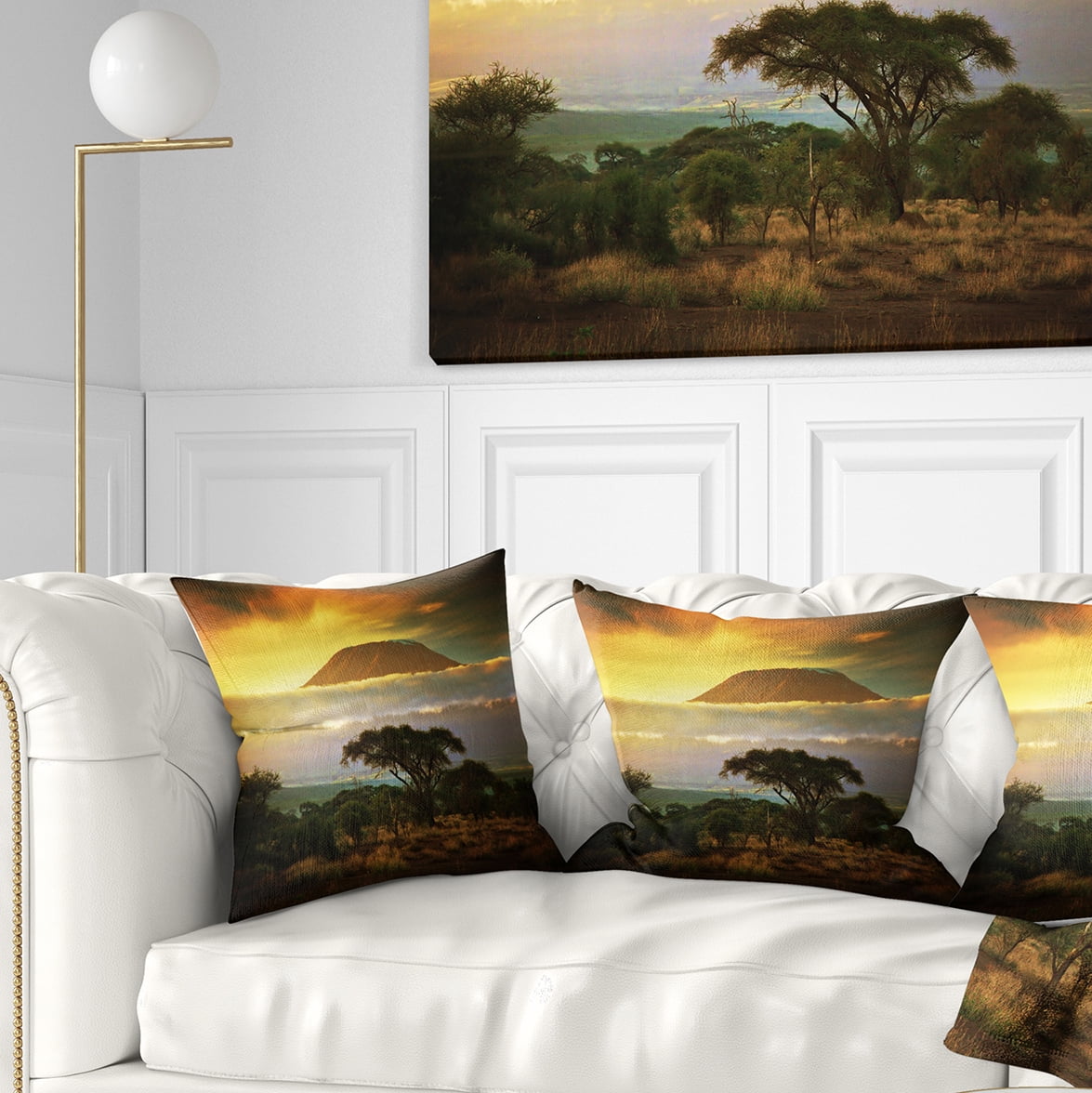 Designart Mount Kilimanjaro - Photography Landscape Printed Throw Pillow - 18x18