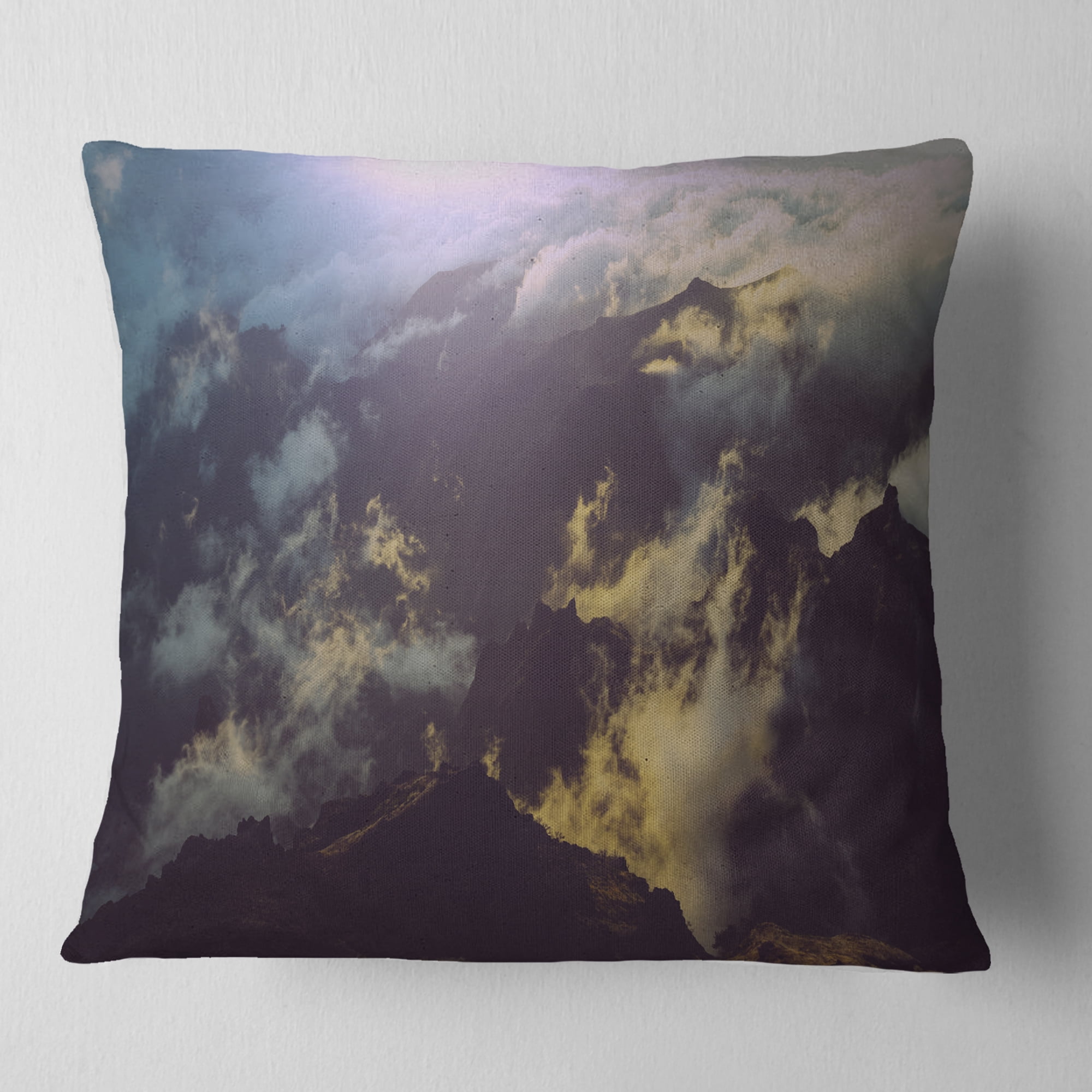 Designart Mountain Above the Clouds View - Landscape Printed Throw Pillow - 16x16
