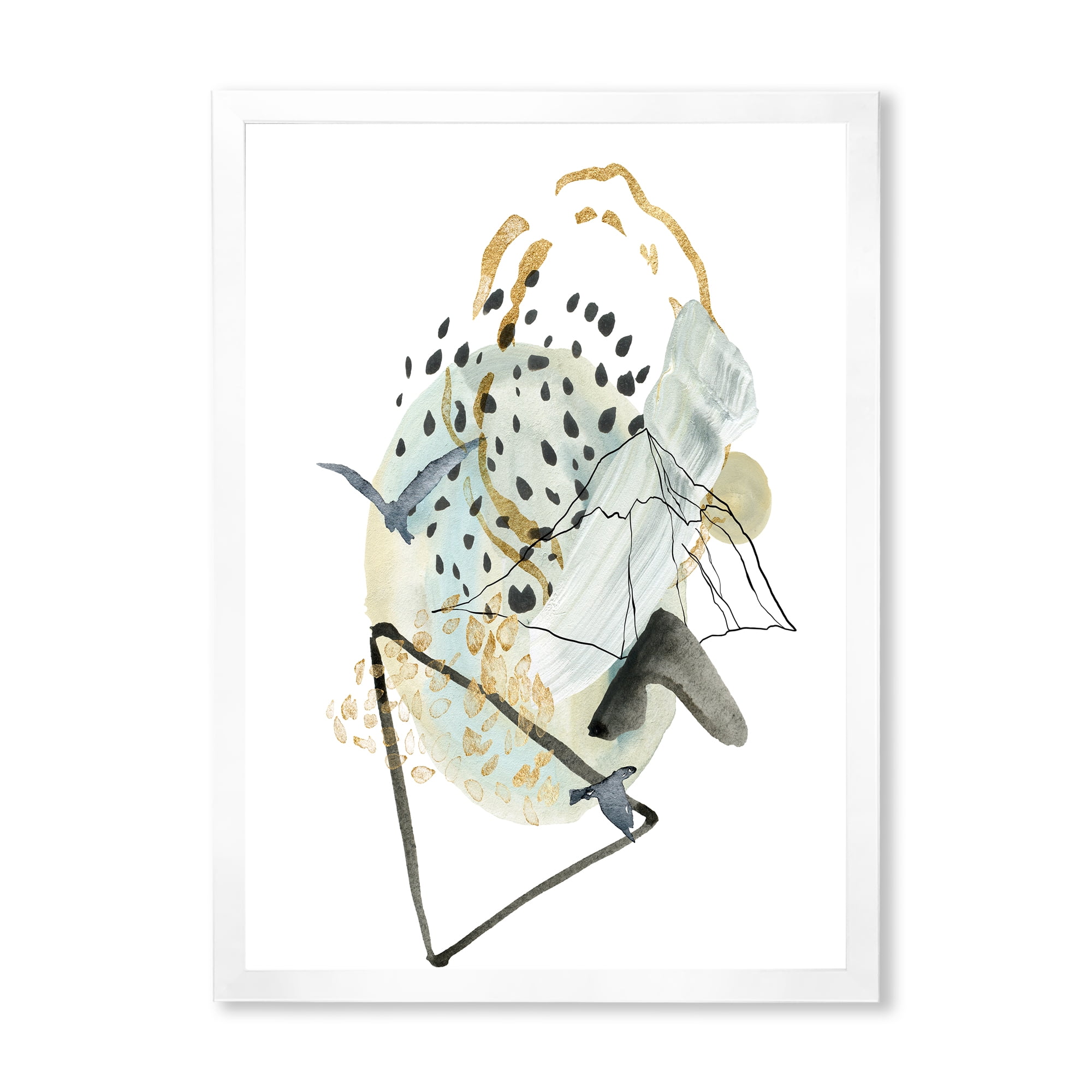 Designart 'Mountain Bird With Gouache Of Abstract Landscape' Modern Framed Art Print