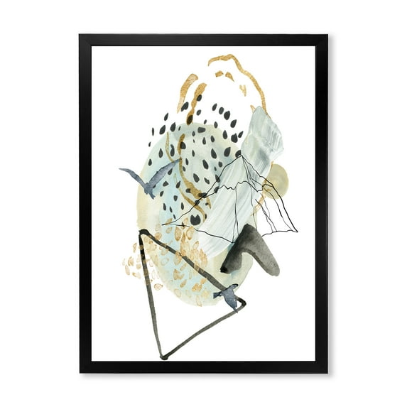 Designart 'Mountain Bird With Gouache Of Abstract Landscape' Modern Framed Art Print