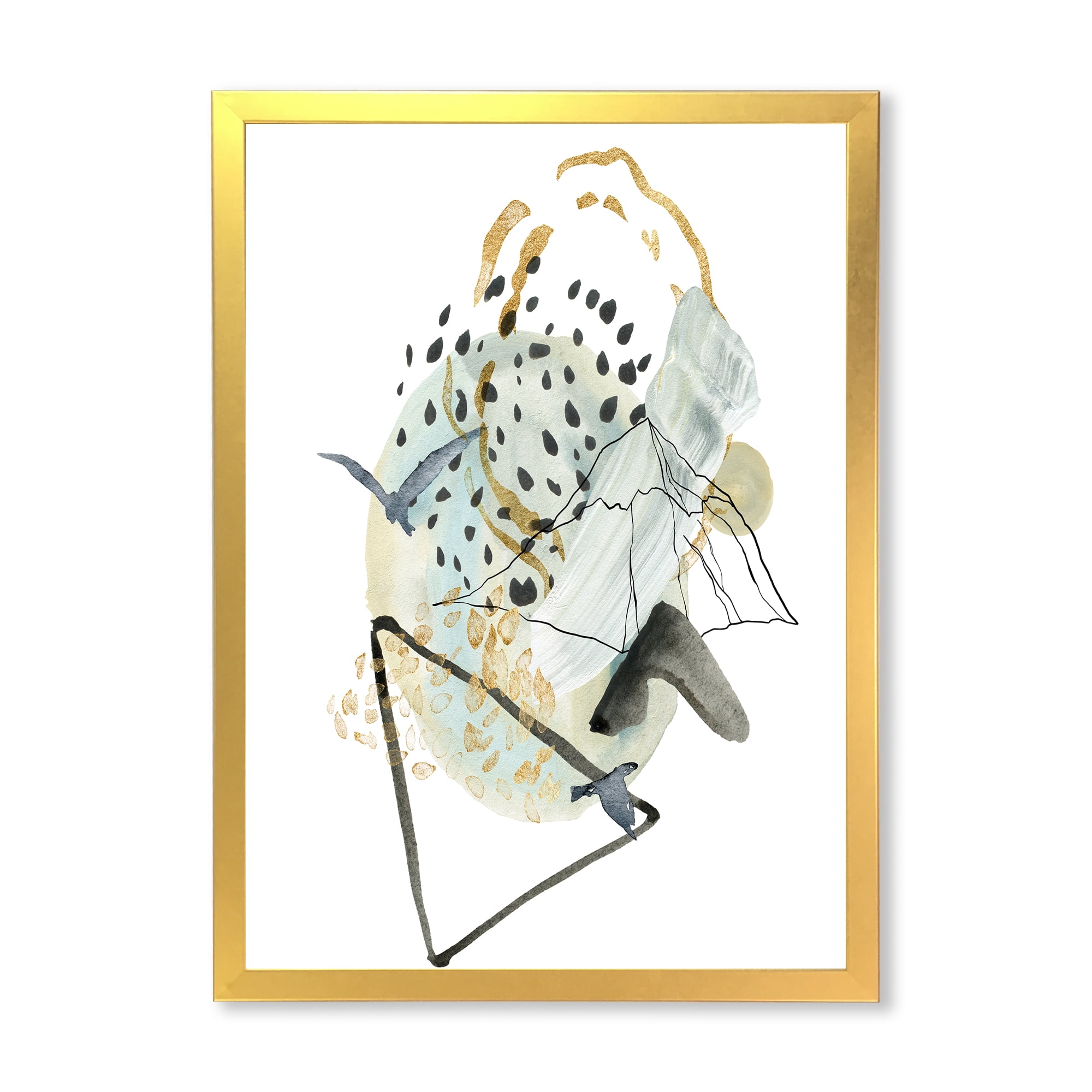 Designart 'Mountain Bird With Gouache Of Abstract Landscape' Modern Framed Art Print