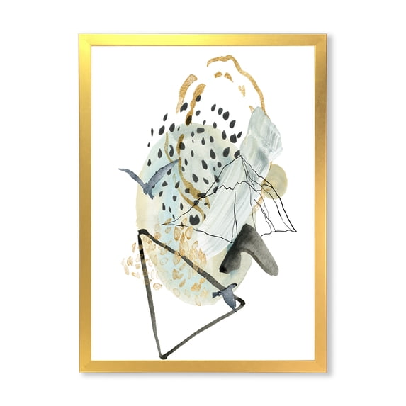 Designart 'Mountain Bird With Gouache Of Abstract Landscape' Modern Framed Art Print