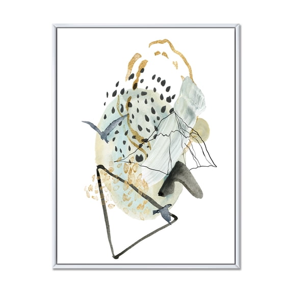 Designart 'Mountain Bird With Gouache Of Abstract Landscape' Modern Framed Canvas Wall Art Print