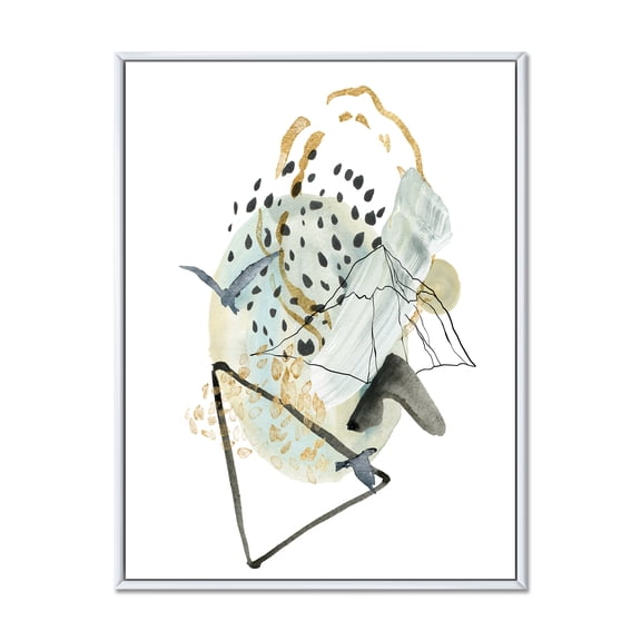Designart 'Mountain Bird With Gouache Of Abstract Landscape' Modern Framed Canvas Wall Art Print