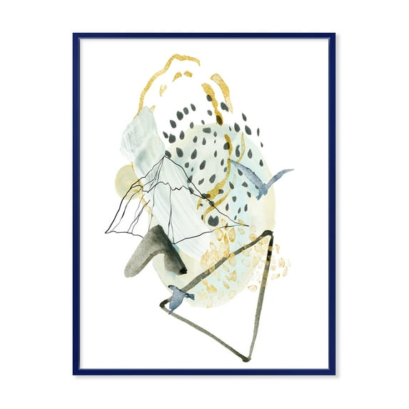 Designart 'Mountain Bird With Gouache Of Abstract Landscape' Modern Framed Canvas Wall Art Print