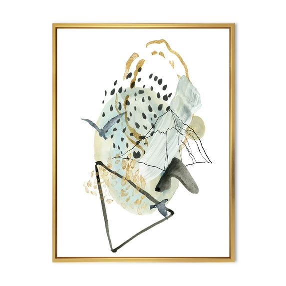 Designart 'Mountain Bird With Gouache Of Abstract Landscape' Modern Framed Canvas Wall Art Print