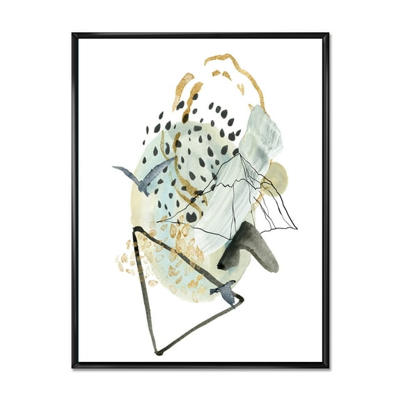 Designart 'Mountain Bird With Gouache Of Abstract Landscape' Modern Framed Canvas Wall Art Print