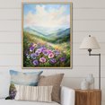 thumbnail image 1 of Designart "Mountain Countryside Adorned With Pansies I" Pansies Floater Framed Wall Art Living Room, 1 of 5