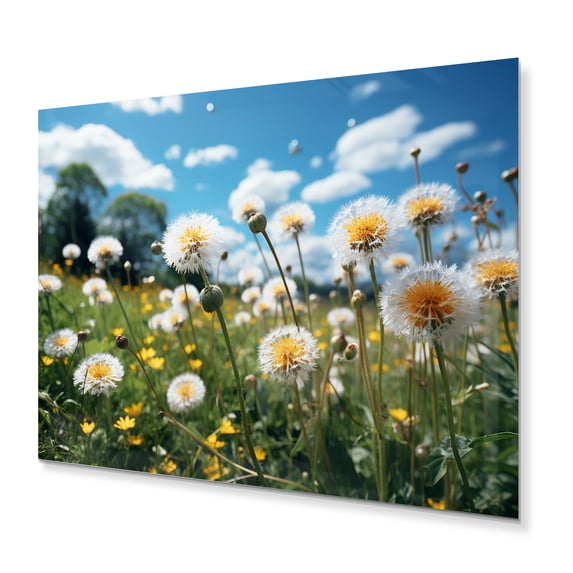 Designart "Mountain Dandelion landscape I" Floral Metal Wall Decor