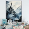 thumbnail image 1 of Designart "Mountain Fortress Castles Misty painting II" Cityscapes Floater Framed Wall Decor, 1 of 7