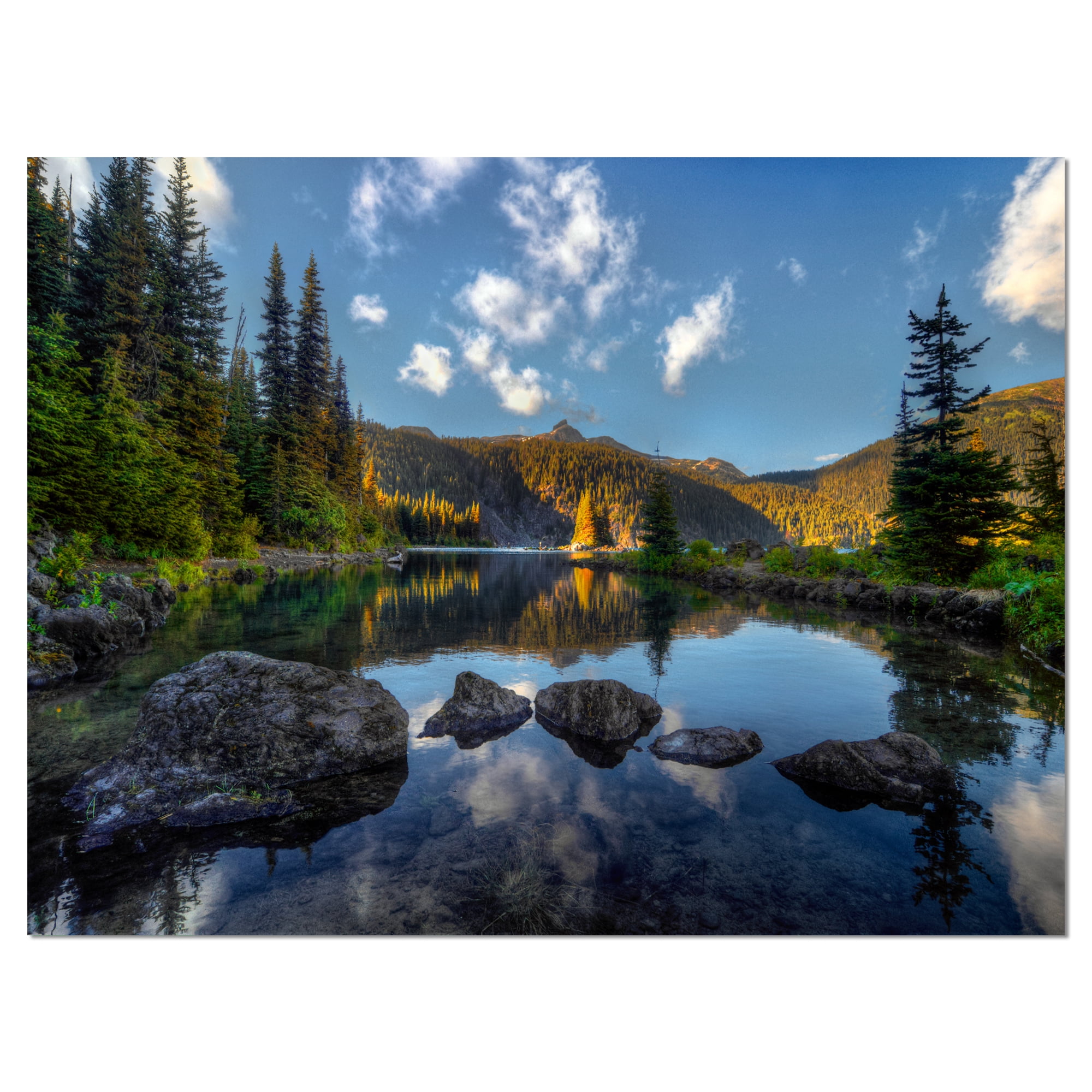 Designart 'Mountain Lake Surrounded by Trees ' Landscape Canvas Art Print