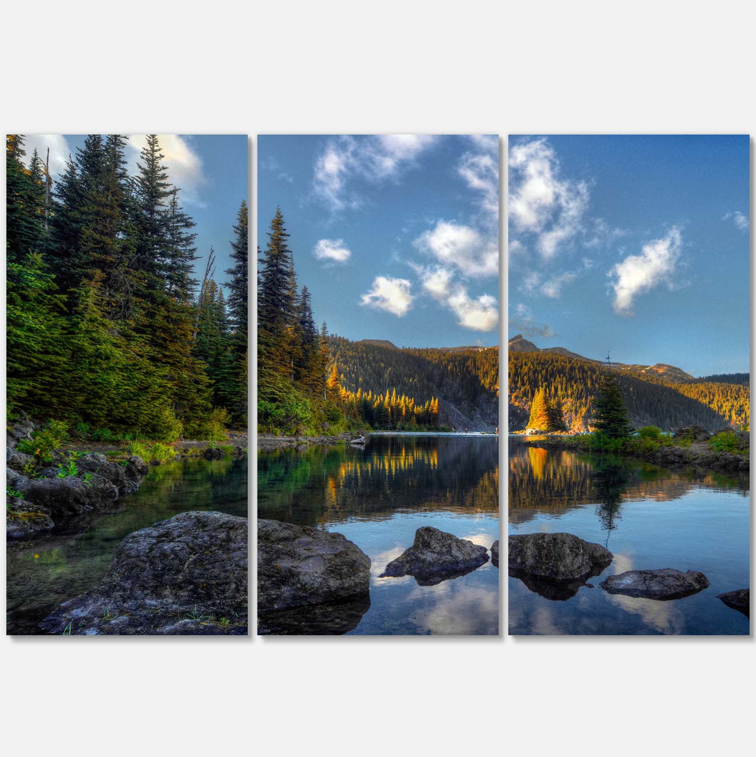 Designart 'Mountain Lake Surrounded by Trees ' Landscape Canvas Art Print