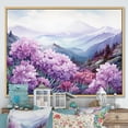 thumbnail image 1 of Designart "Mountain Meadow Of Pink Rhododendrons I" Rhododendron Floater Framed Wall Art Living Room, 1 of 5