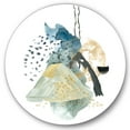 thumbnail image 1 of Designart 'Mountain Moon With Gouache Of Abstract Landscape' Modern Circle Metal Wall Art 23x23 - Disc of 23, 1 of 5
