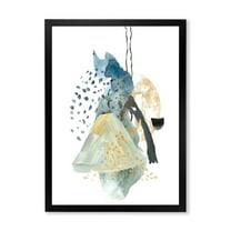 Designart 'Mountain Moon With Gouache Of Abstract Landscape' Modern Framed Art Print