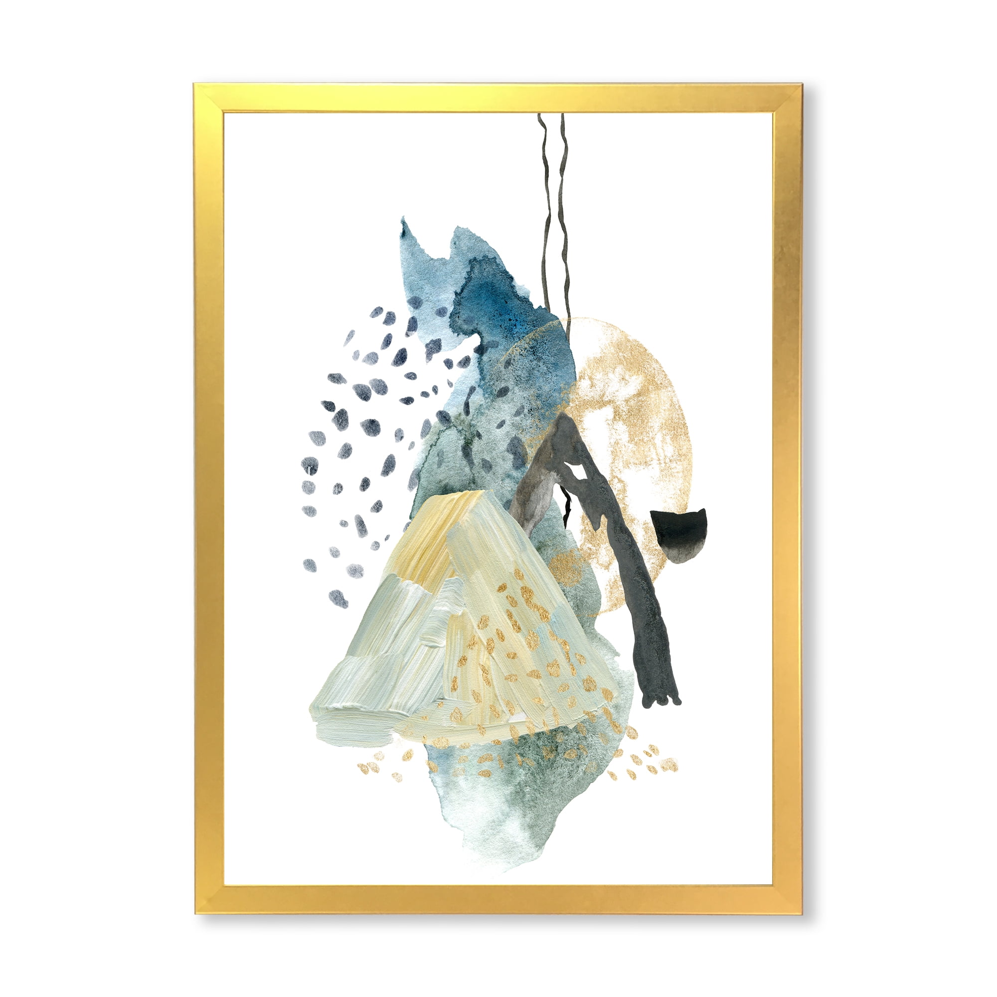 Designart 'Mountain Moon With Gouache Of Abstract Landscape' Modern Framed Art Print
