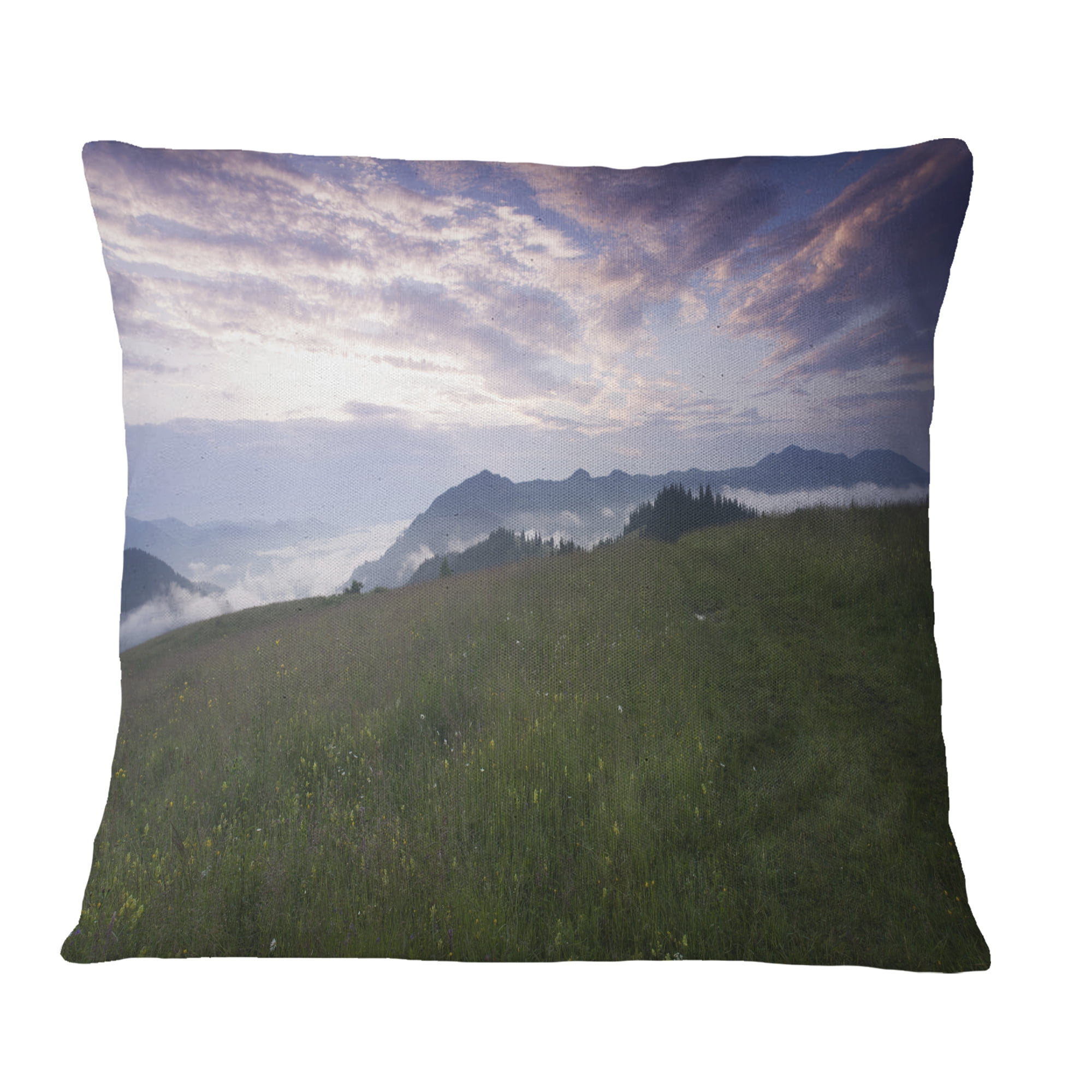 Designart Mountain Plateau at Evening - Landscape Printed Throw Pillow - 18x18