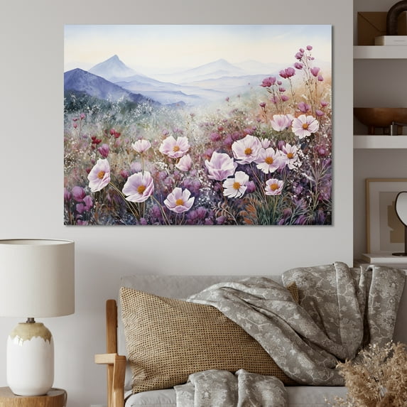 Designart "Mountain Roses In Pink I" Roses Canvas Art Print