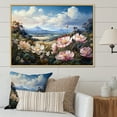 thumbnail image 1 of Designart "Mountain'S Purple Peony Paradise I" Peonies Floater Framed Wall Art Living Room, 1 of 5