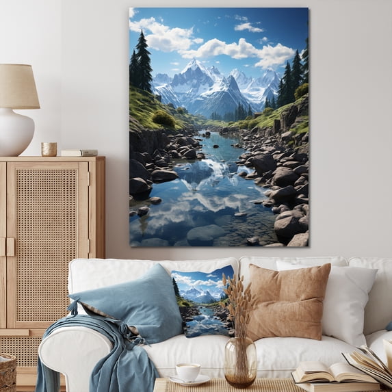 Designart "Mountain Serenity French Alps painting II" France Canvas Print