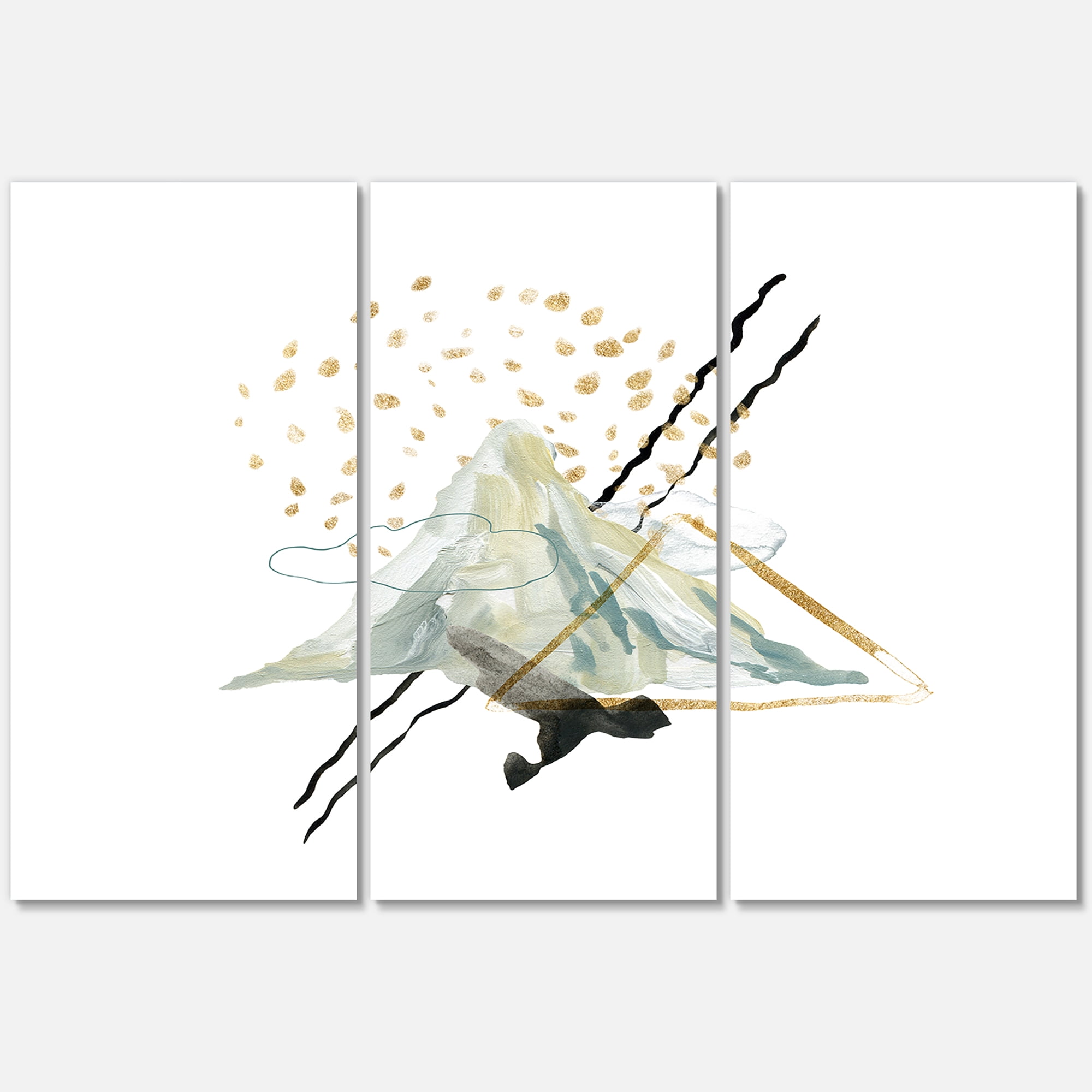 Designart ' Mountain Sky With Gouache Of Abstract Landscape ' Modern Canvas Wall Art Print