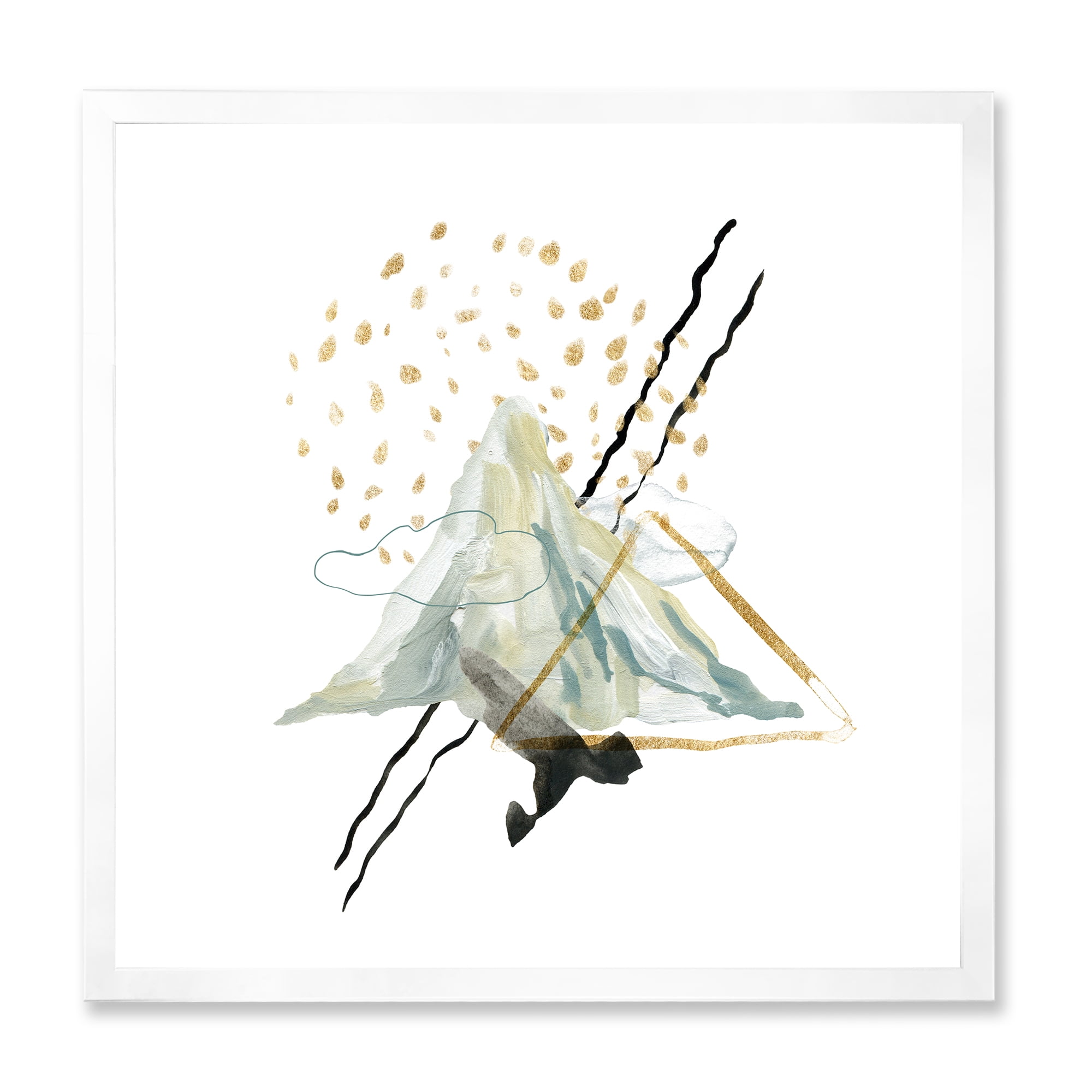Designart 'Mountain Sky With Gouache Of Abstract Landscape' Modern Framed Art Print