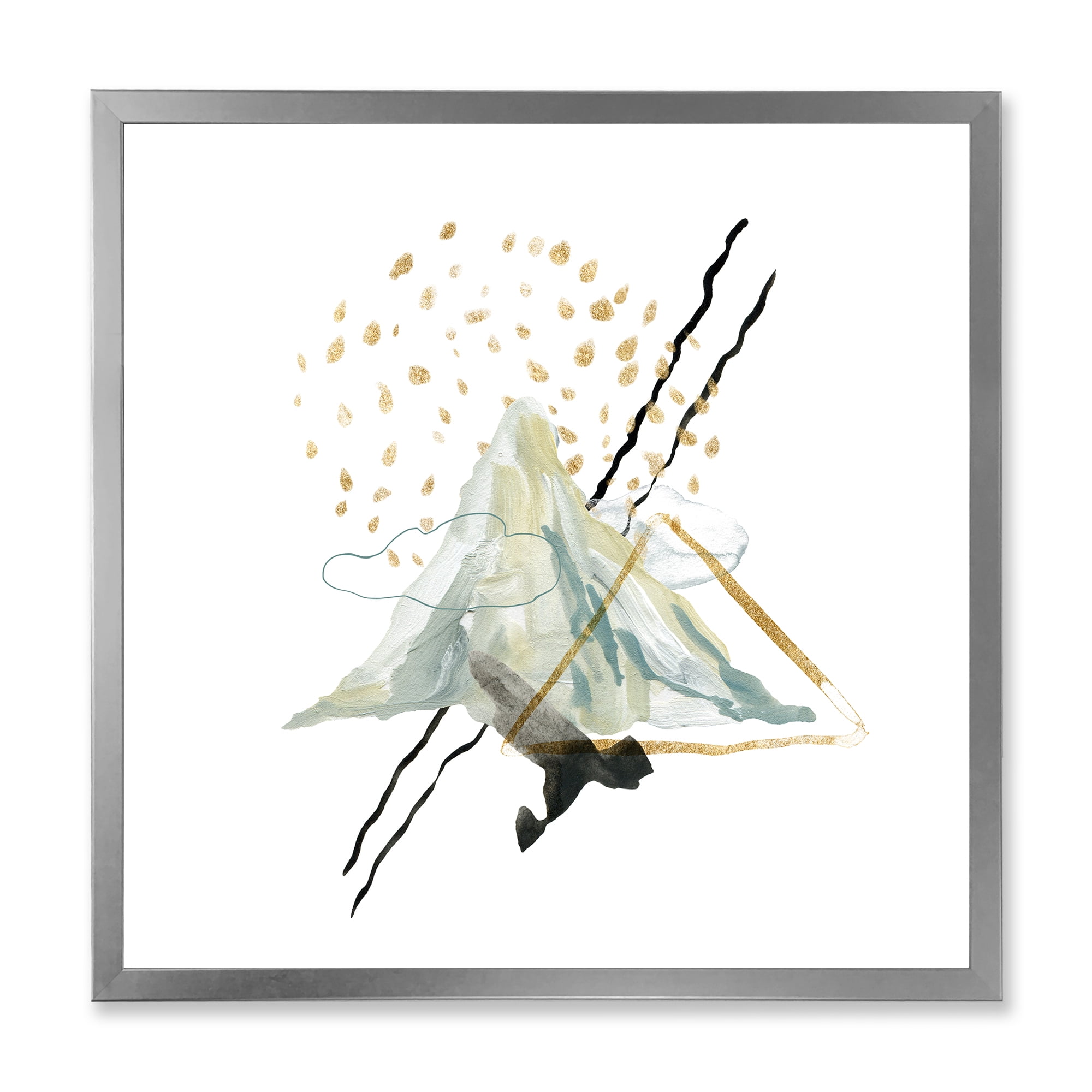 Designart 'Mountain Sky With Gouache Of Abstract Landscape' Modern Framed Art Print