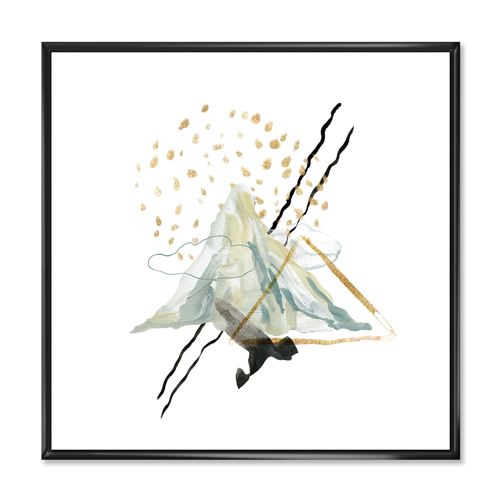 Designart 'Mountain Sky With Gouache Of Abstract Landscape' Modern Framed Canvas Wall Art Print