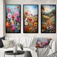 thumbnail image 1 of Designart "Mountain Spring Celebration of Wildflowers IV" Wildflowers Framed Wall Art Set Of 3 - Pink Traditional Frame Gallery Wall Set For Home Decor, 1 of 6