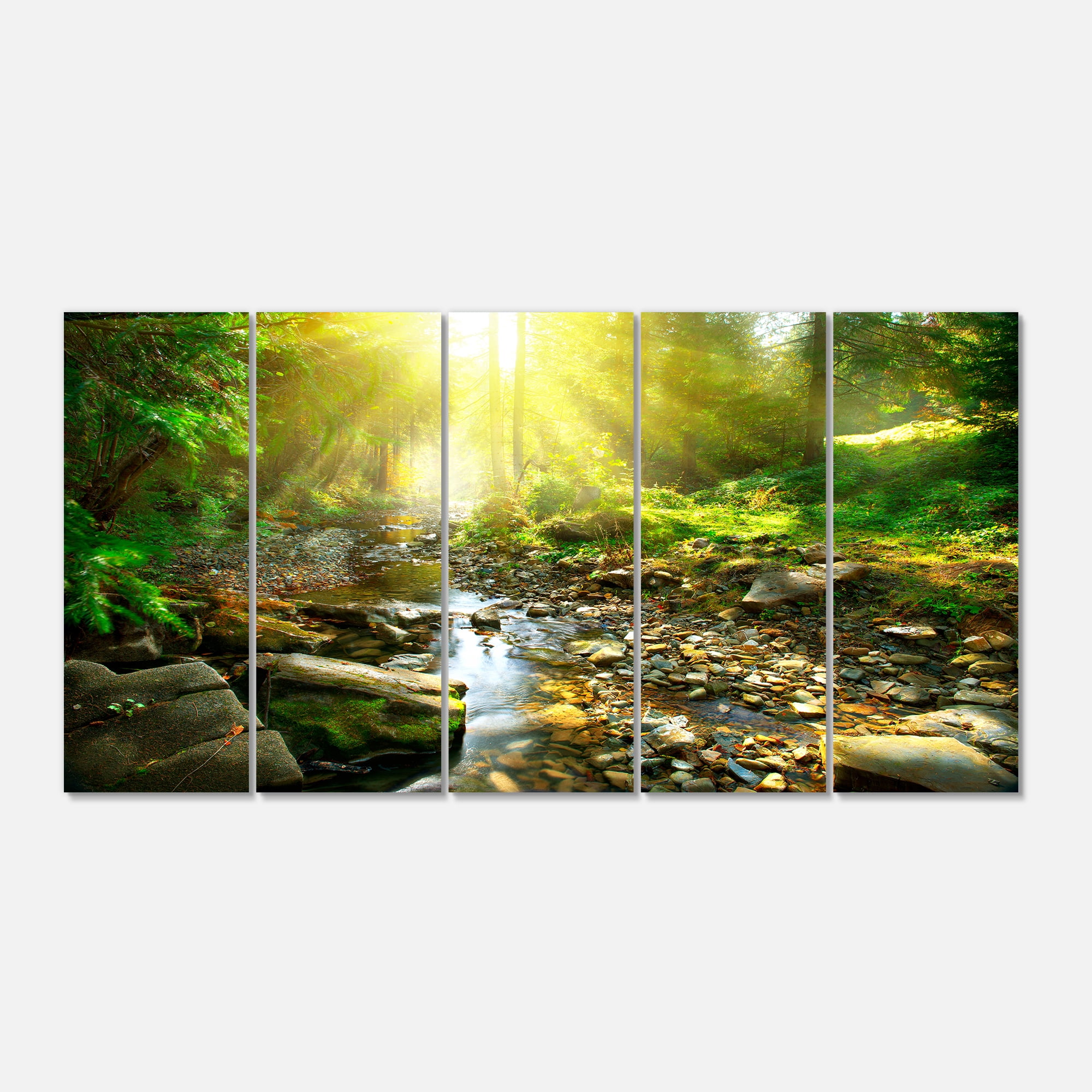 Designart 'Mountain Stream in Forest ' Landscape Photography Canvas Print