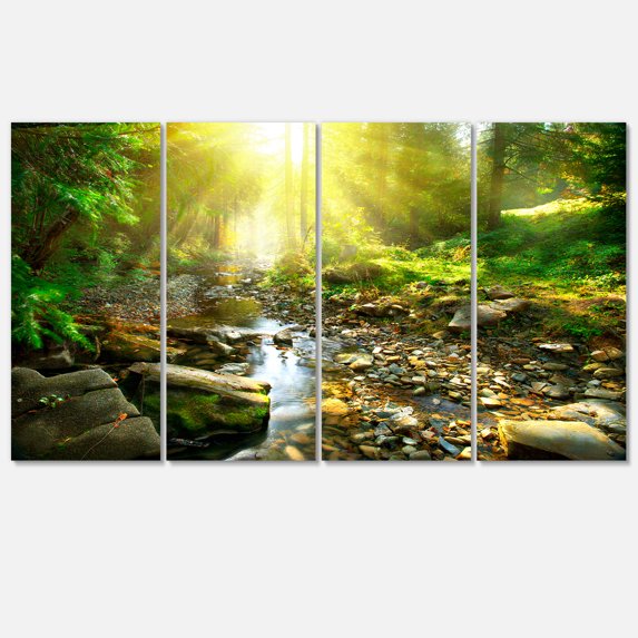 Designart 'Mountain Stream in Forest ' Landscape Photography Canvas Print
