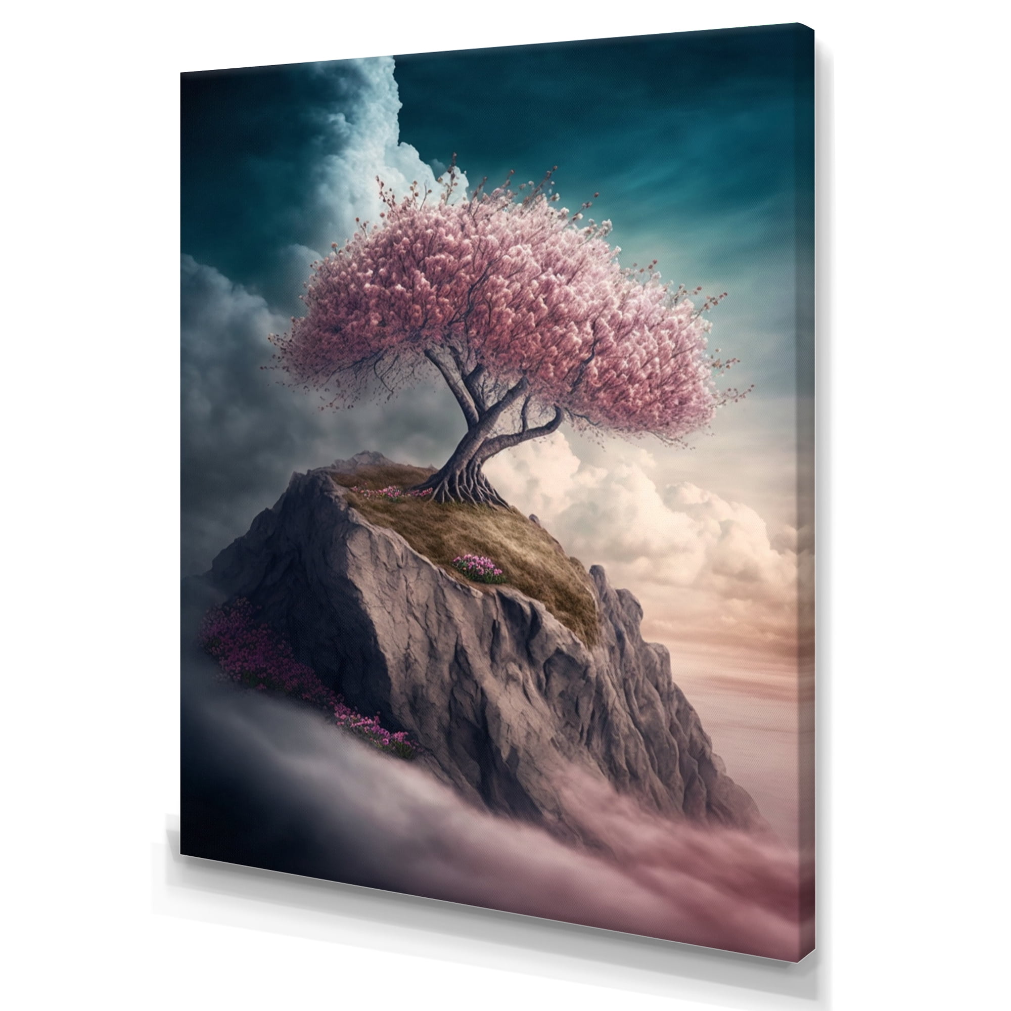 Designart Mountain Top Cherry Blossom III Canvas Wall Art