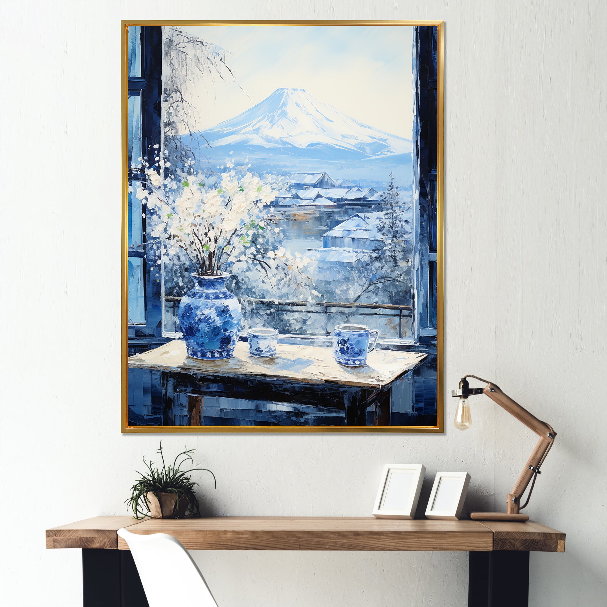 Designart "Mountain View of Mount Fuji in Japan Window IV" Landscapes