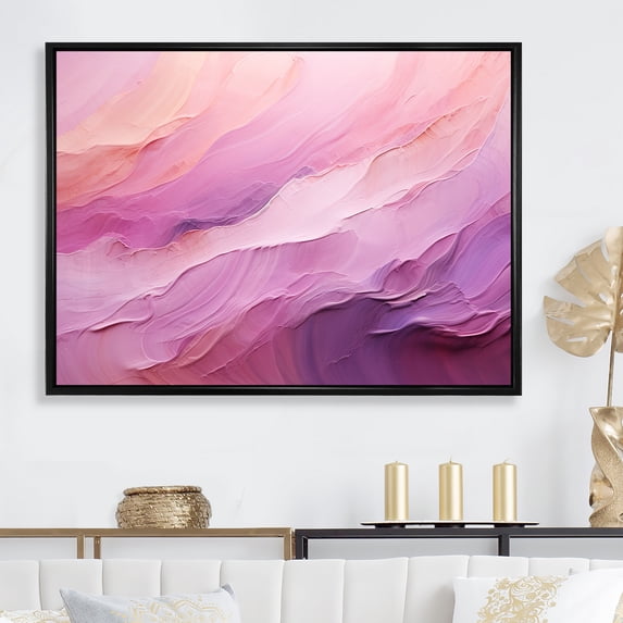 Designart "Mountainous Mauve Tuba Terrain III" Abstract Liquid Ink Floater Framed Wall Art Prints