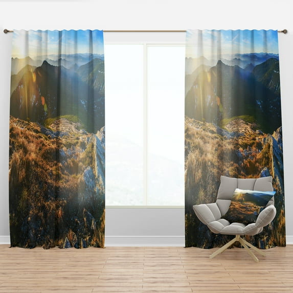Designart 'Mountains Glowing in Sunlight' Landscape Curtain Panel
