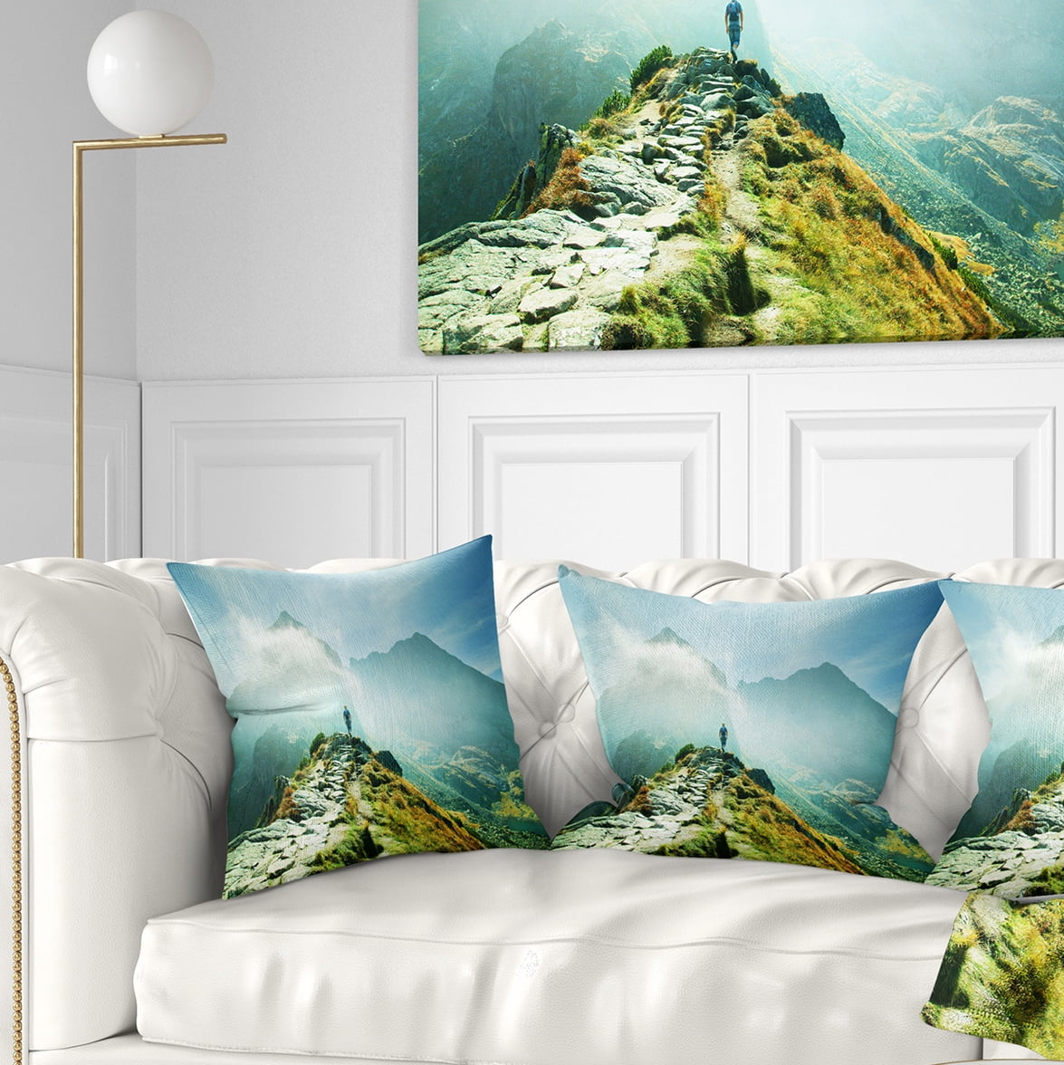 Designart Mountains Landscape - Photography Throw Pillow - 18x18