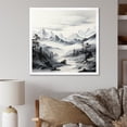 thumbnail image 1 of Designart "Mountains Landscape Veiled in Black and White Fog I" Food & Beverage Framed Wall Art Decor - Traditional White Fruits Entryway Framed Wall Art, 1 of 6