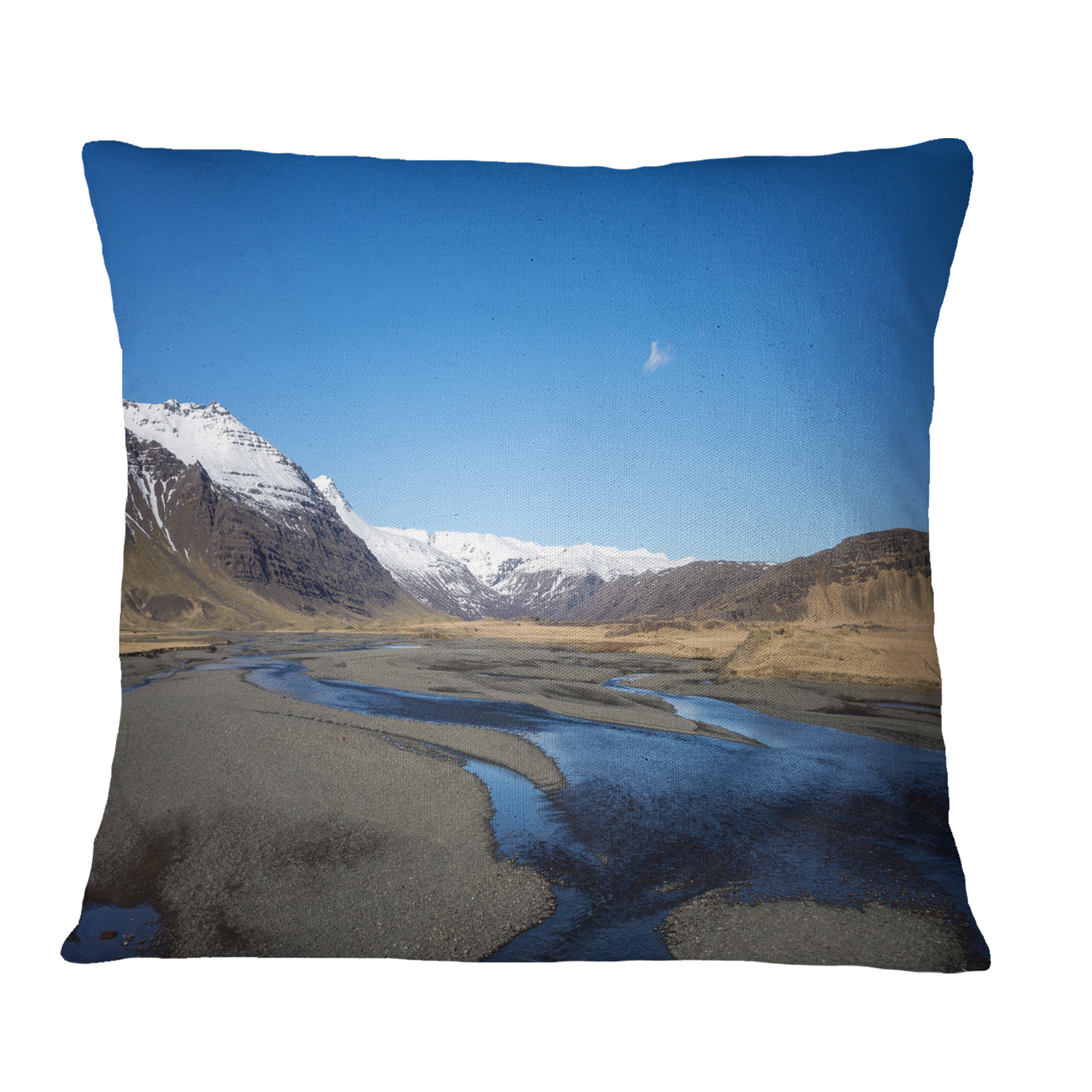 Designart Mountains and Lakes Iceland - Landscape Printed Throw Pillow - 16x16