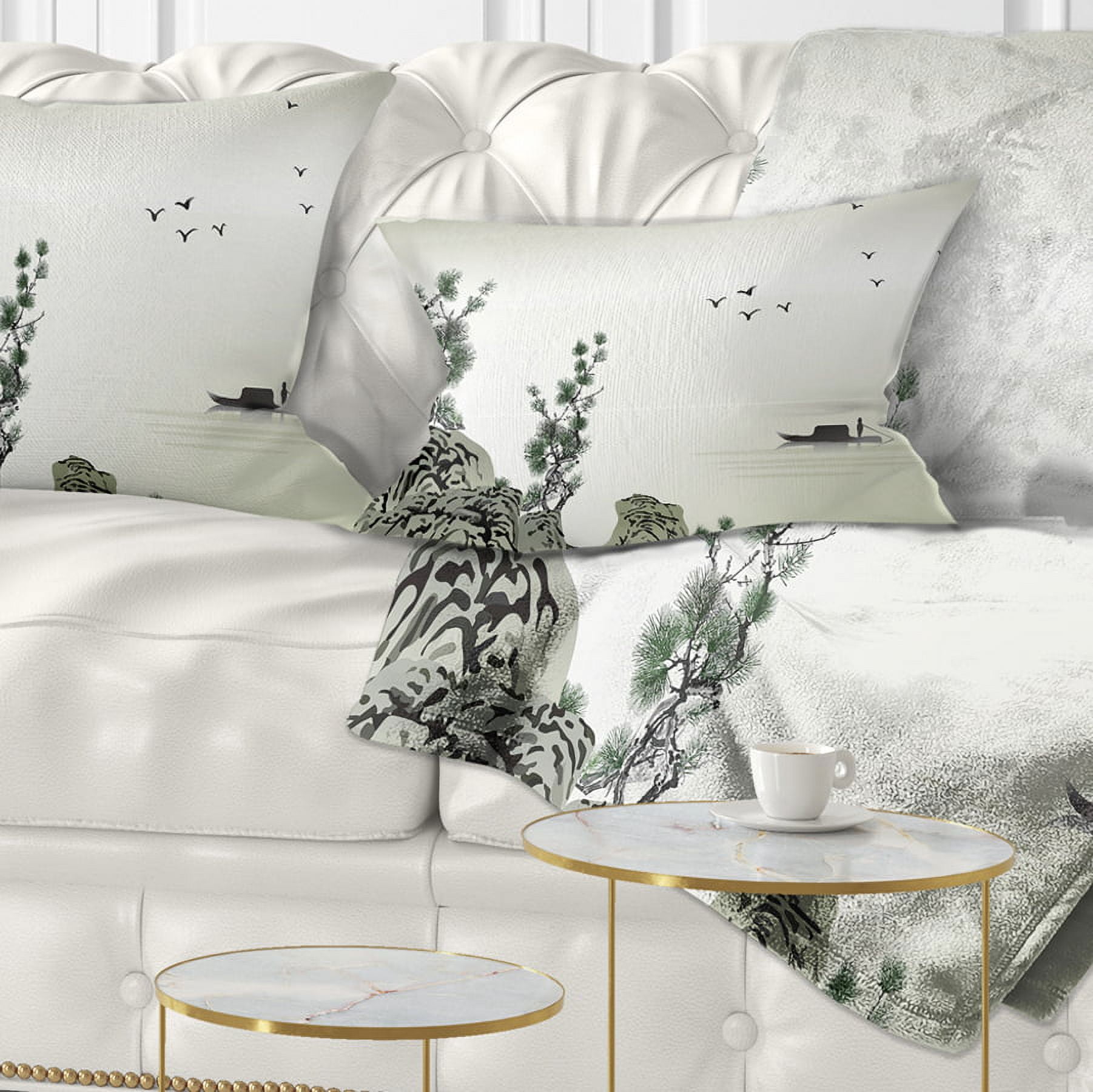 Designart Mountains and Sea - Landscape Printed Throw Pillow - 12x20