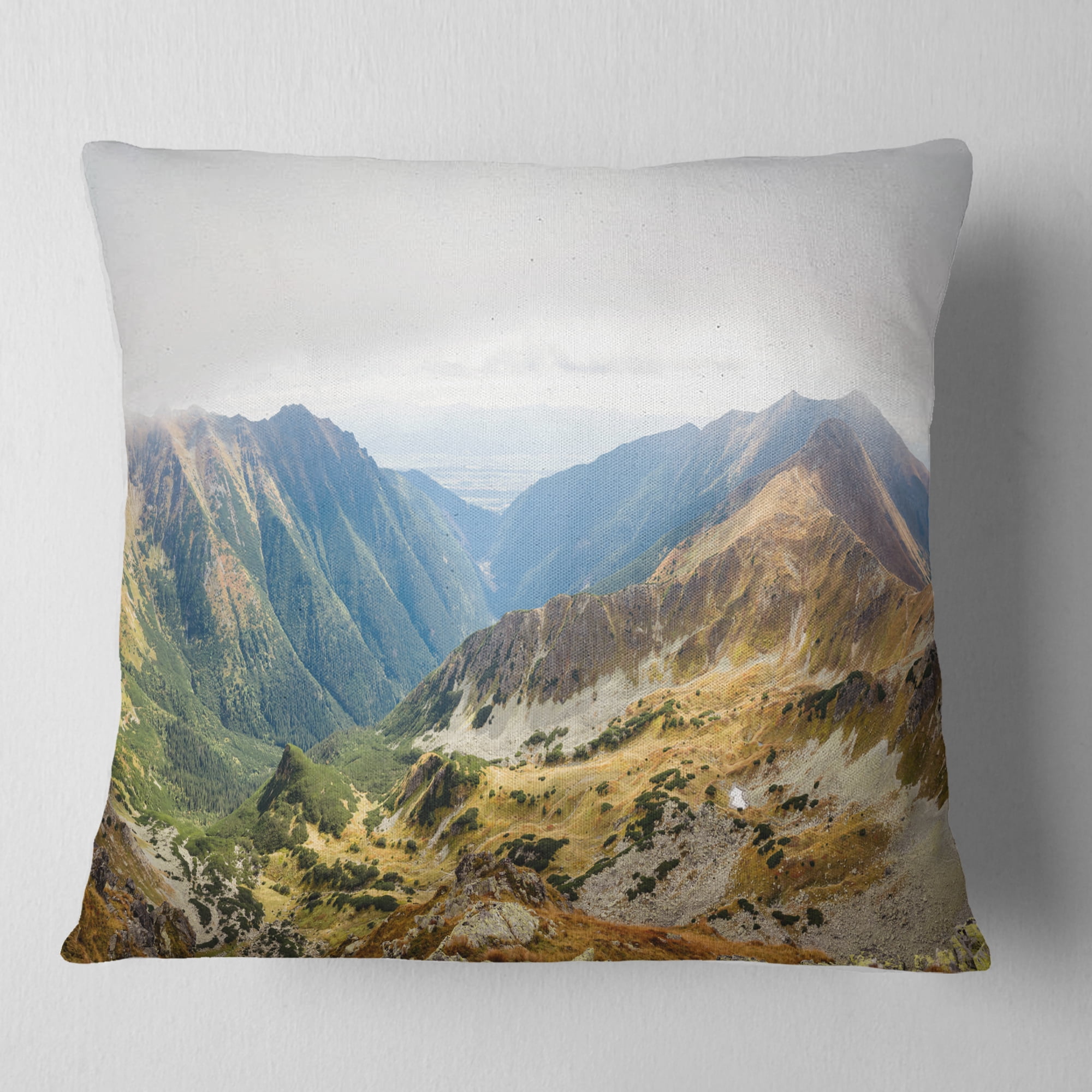 Designart Mountains from Ostry Peak Tatras - Landscape Printed Throw Pillow - 16x16