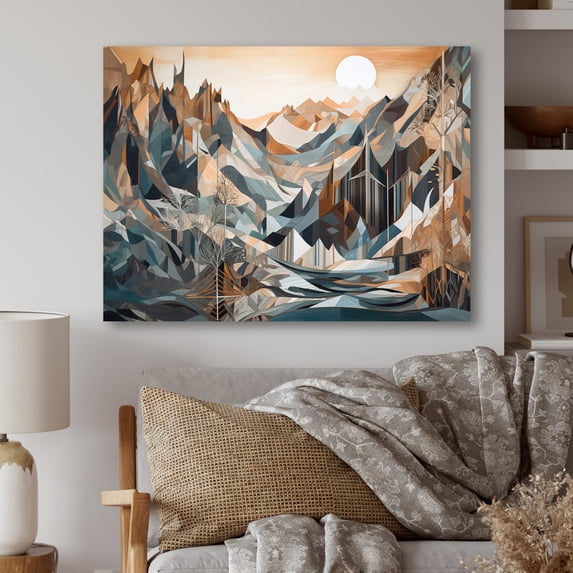 Designart "Mountains in Rose Gold Metallic Tones IV" Minimalism Landscape Metal Art Print