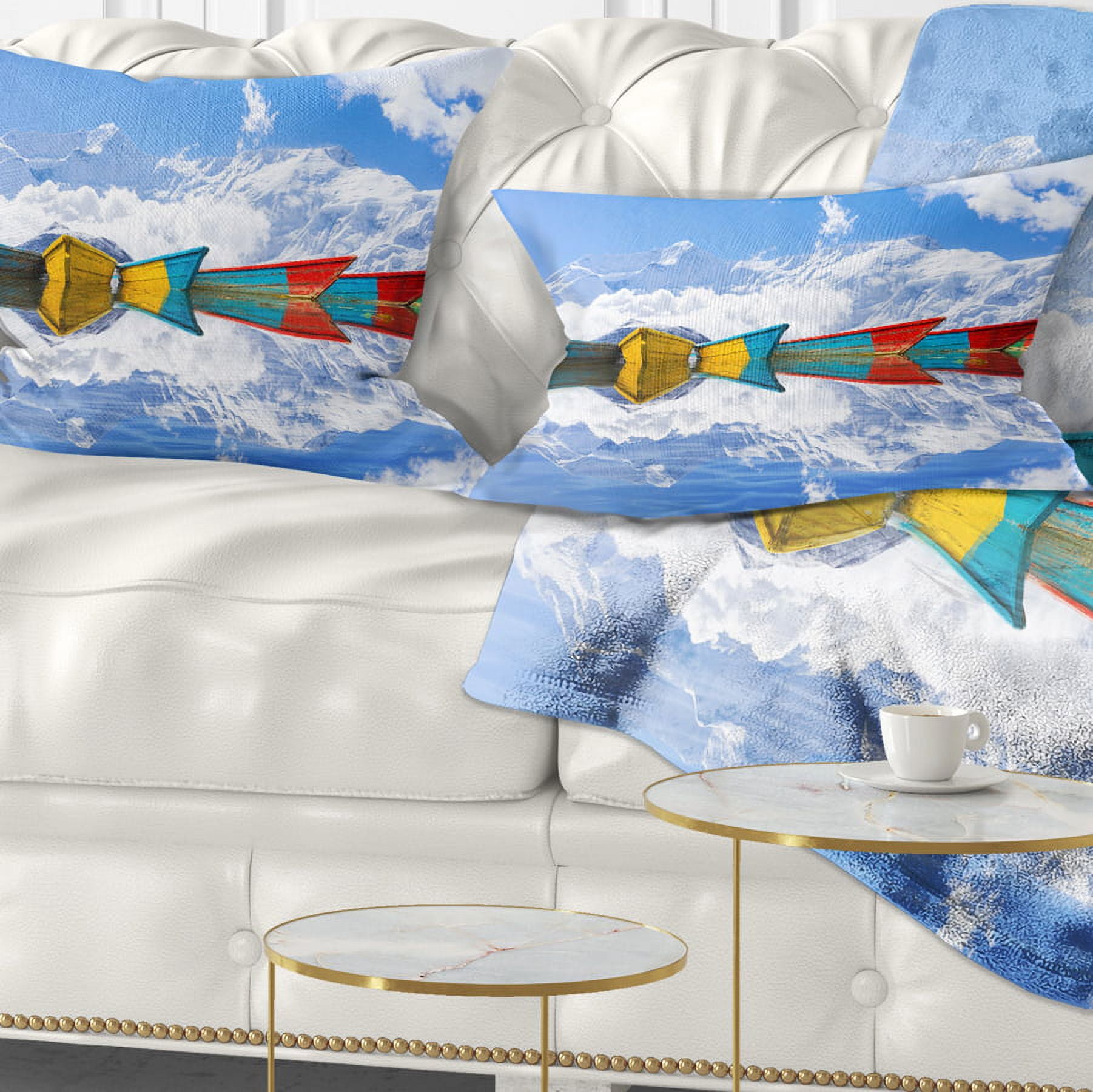 Designart Moving Colorful Boats in Lake - Boat Throw Pillow - 12x20