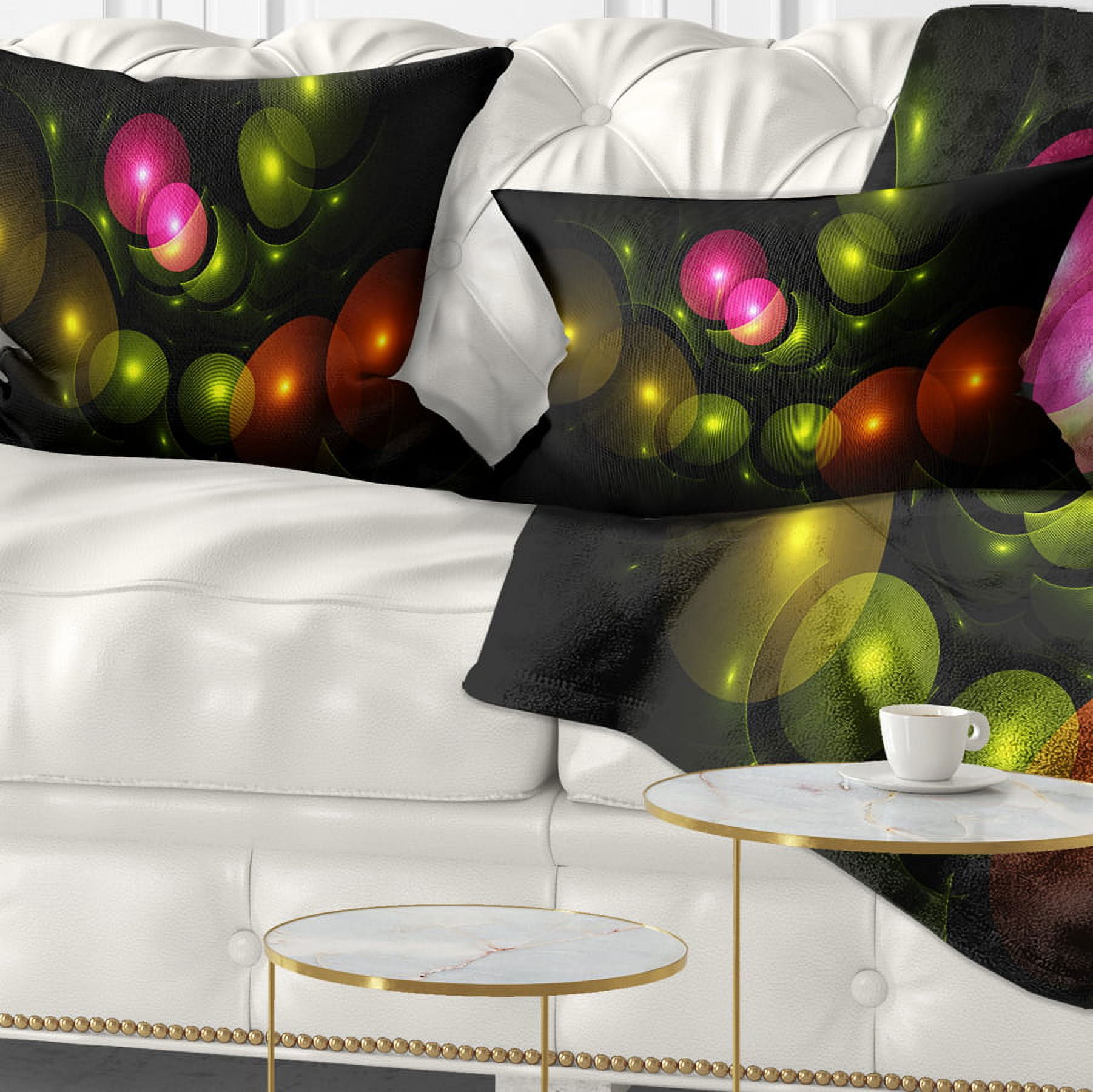 Designart Multi Color 3D Surreal Circles - Abstract Throw Pillow - 12x20