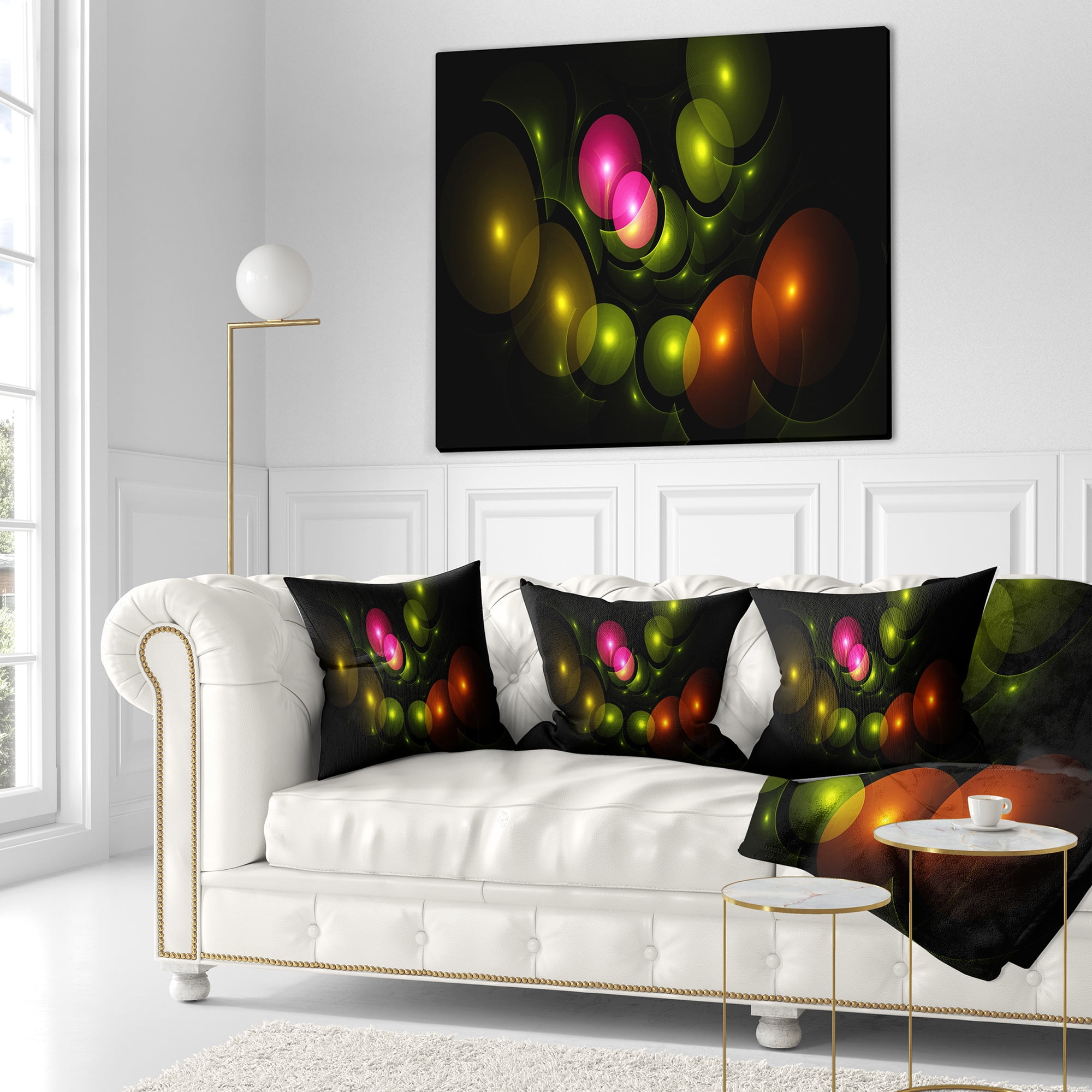 Designart Multi Color 3D Surreal Circles - Abstract Throw Pillow - 16x16