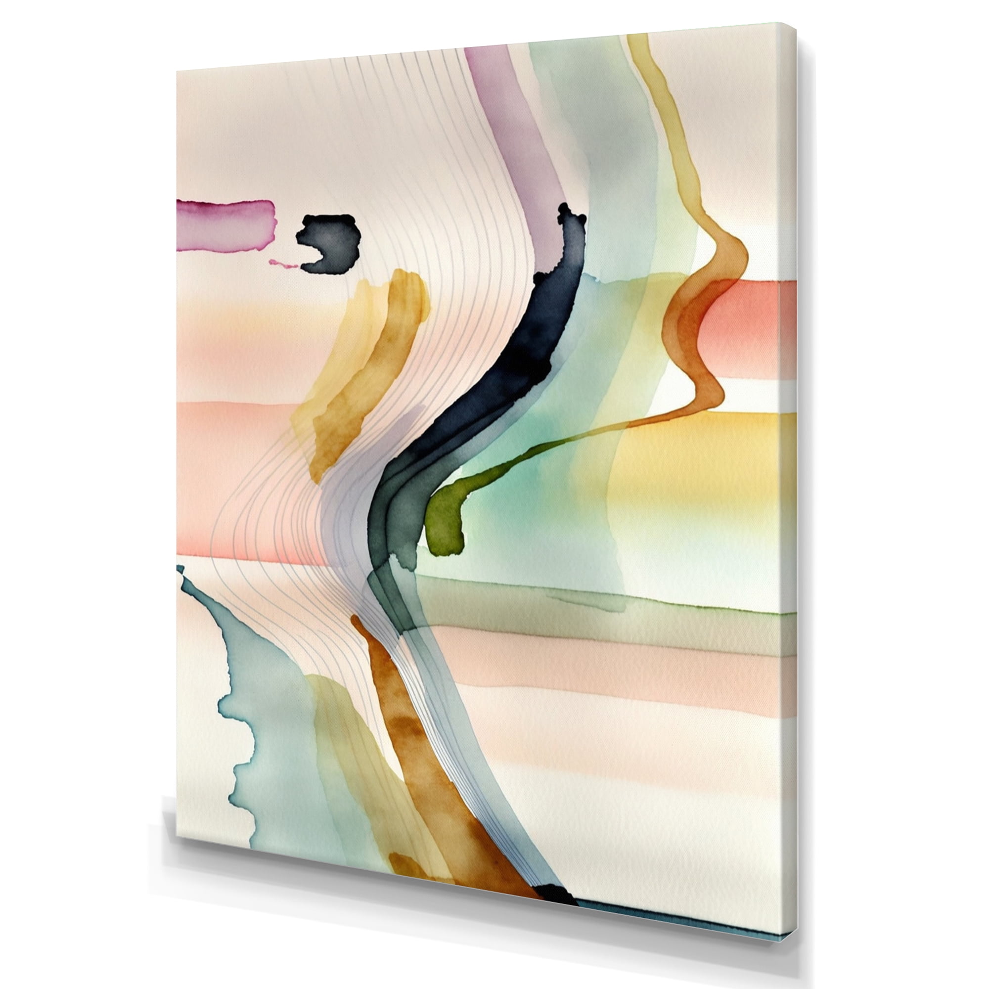 Designart Multi-Color Abstract Waves III Canvas Wall Art