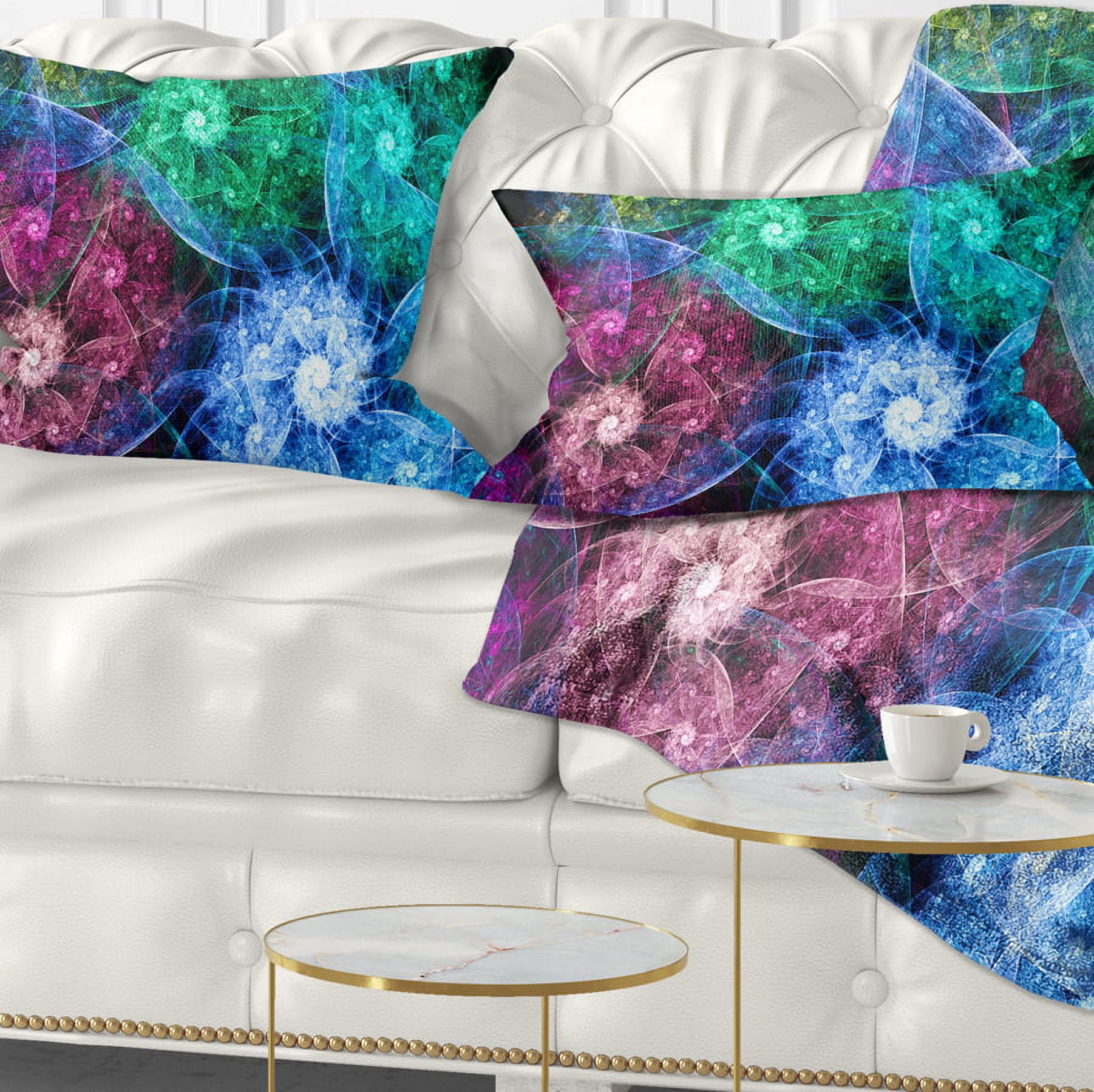 Designart Multi Color Bright Exotic Flowers - Abstract Throw Pillow - 12x20