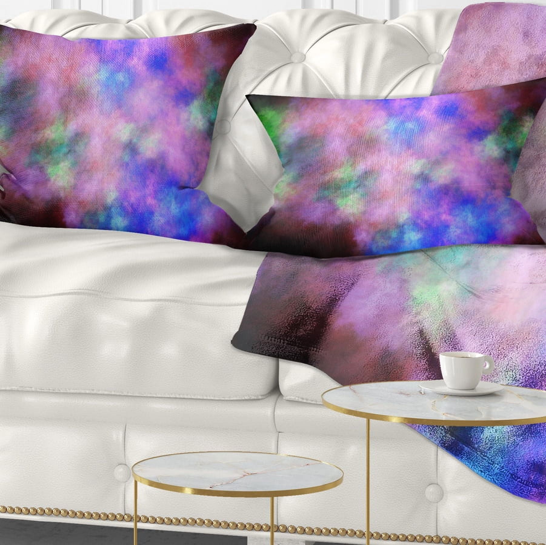 Designart Multi Color Bright Sky with Stars - Abstract Throw Pillow - 12x20