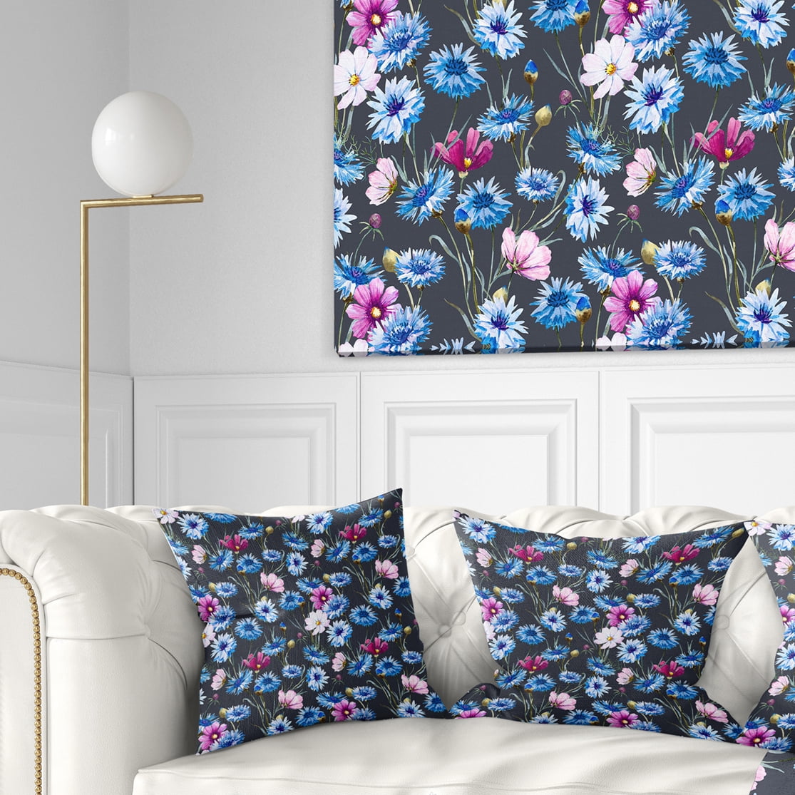 Designart Multi Color Corn Flowers - Floral Throw Pillow - 18x18