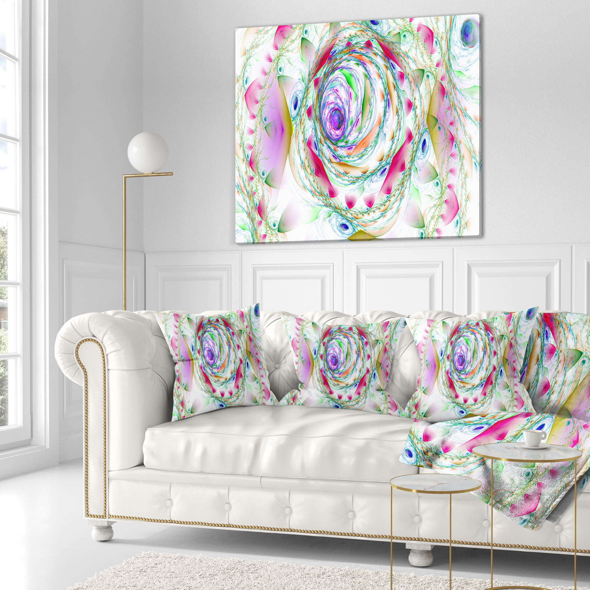 Designart Multi Color Exotic Flower Whirlpool - Floral Throw Pillow - 16x16