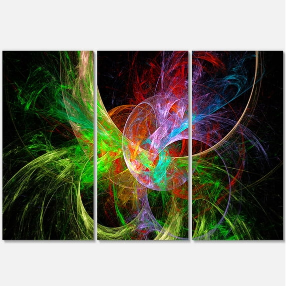 Designart 'Multi Color Fractal Abstract Design ' Abstract Canvas Art Print